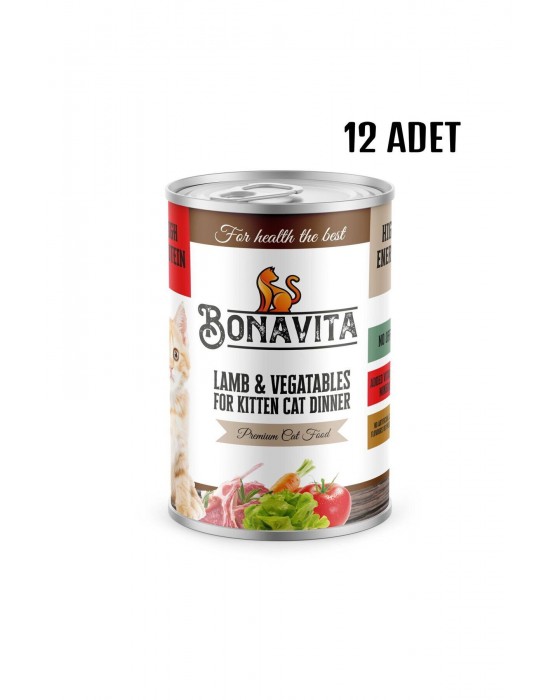 Bonavita 12 Adet Kuzu Etli Bonavitta Yavru Kedi Maması 400 gr