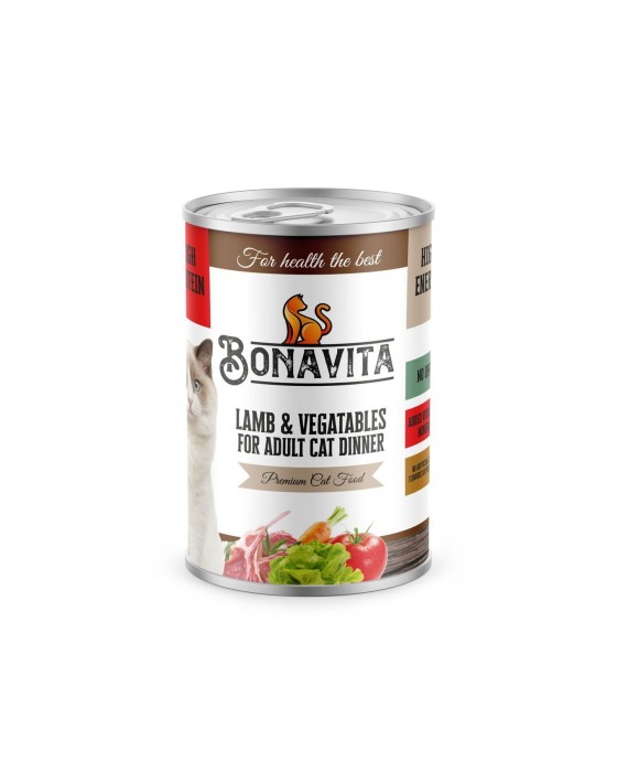 Bonavita 12 Adet Kuzu Etli Bonavitta Yetişkin Kedi Maması 400 gr