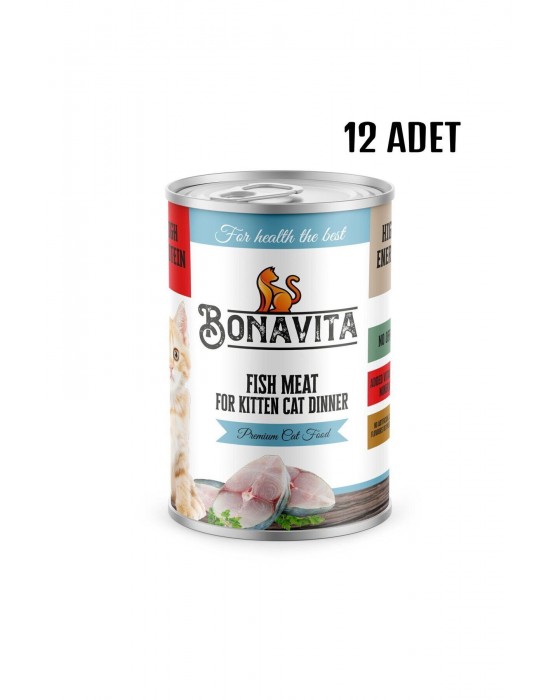 Bonavita 12 Adet Balık Etli Bonavitta Yavru Kedi Maması 400 gr