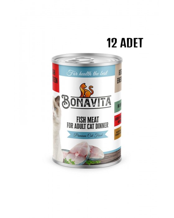 Bonavita 12 Adet Balık Etli Bonavitta Yetişkin Kedi Maması 400 gr