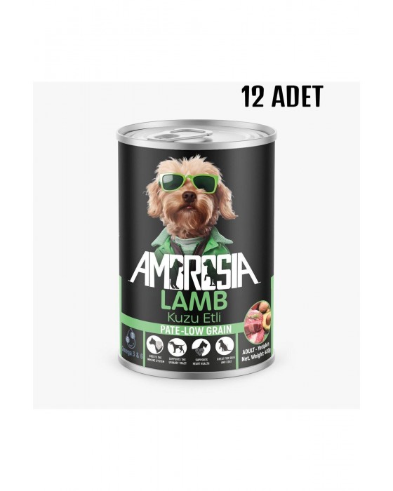 12 Adet Kuzu Etli Ambrossia Pate (PÜRE) Yavru Köpek Maması 400 gr