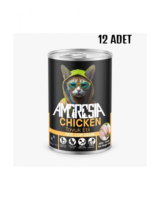 12 Adet Tavuk Etli Ambrossia Pate (PÜRE) Yetişkin Kedi Maması 400 gr