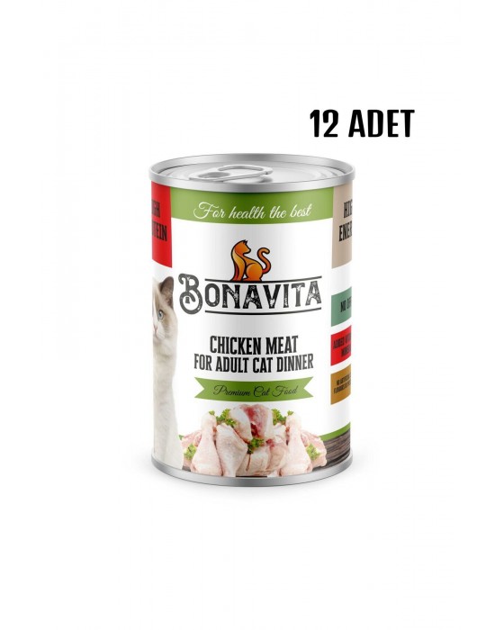 Bonavita 12 Adet Tavuk Etli Bonavitta Yetişkin Kedi Maması 400 gr