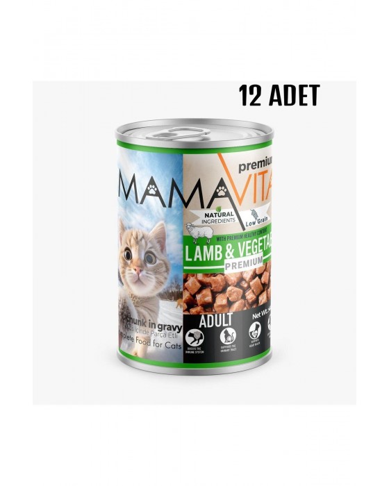 Mamavita 12 Adet Kuzu Etli Yetişkin Kedi Maması 400 gr